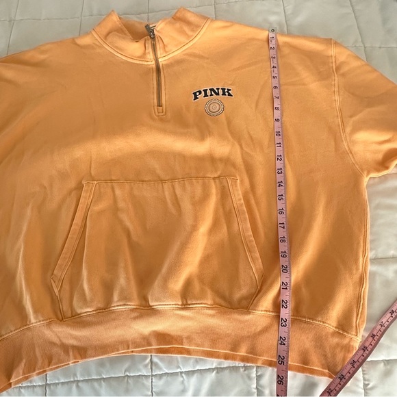 PINK Victoria's Secret Peach Quarter-Zip Pullover Sweatshirt Size XXL - Picture 8 of 9